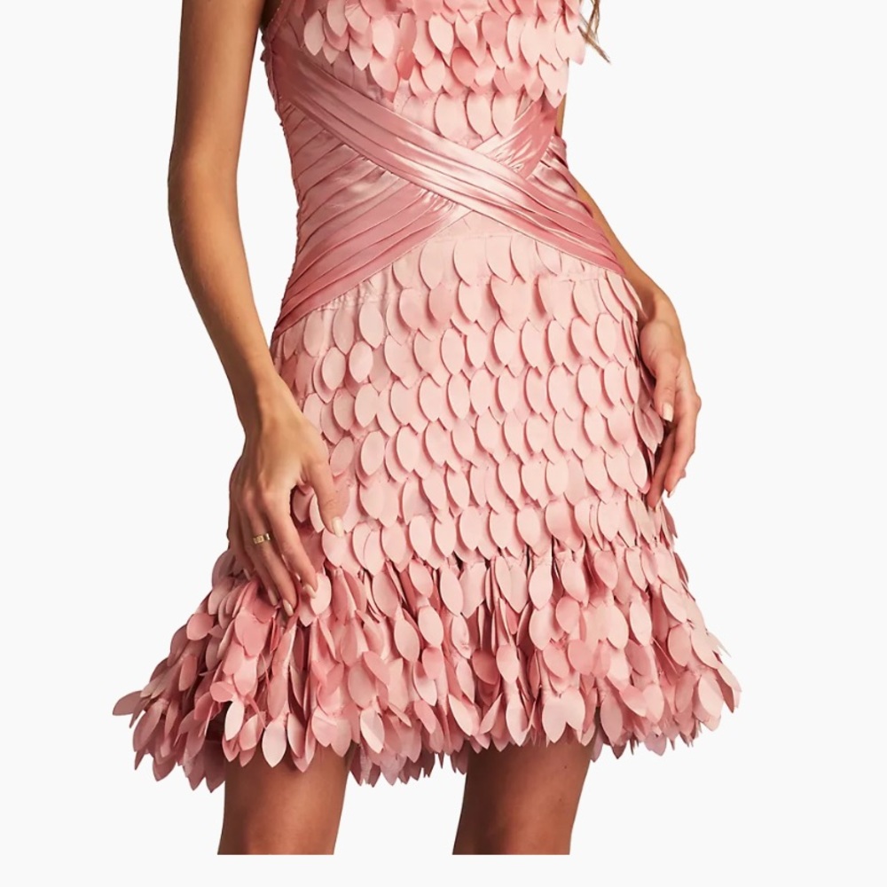 Sho By Tadashi Shoji Satin Cross-Over Petal Minidress Size 4